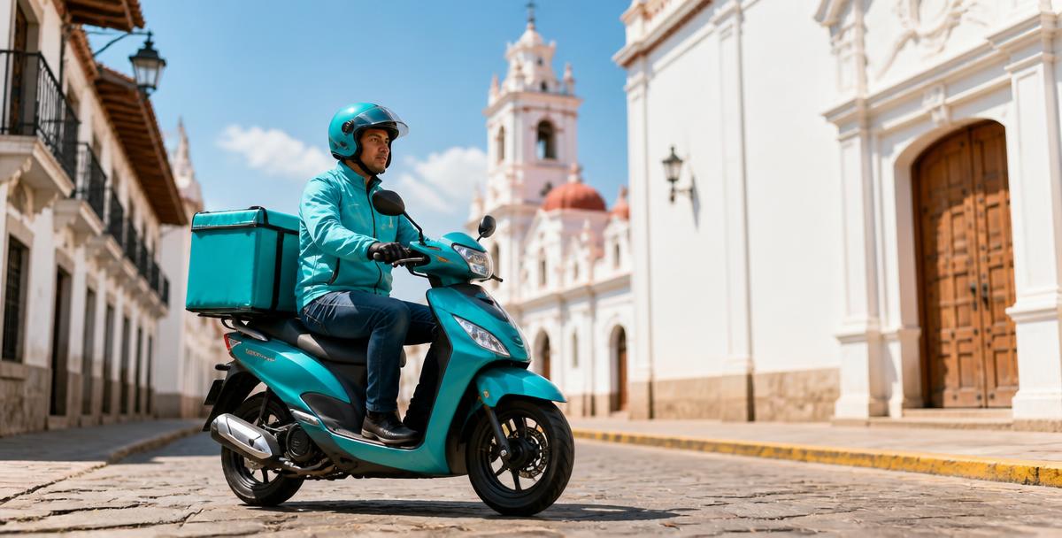 Motociclista de Avaroa entregando en las calles de Tarija